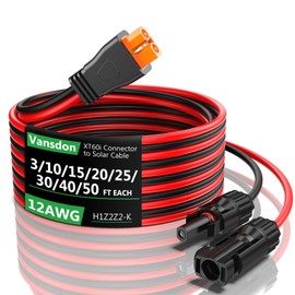 Vansdon Solar to XT60i Extension Cable 12AWG 20FT XT60i Female to Male Connector for RV Foldable Solar Panel, Portable Power Station, Solar Generator