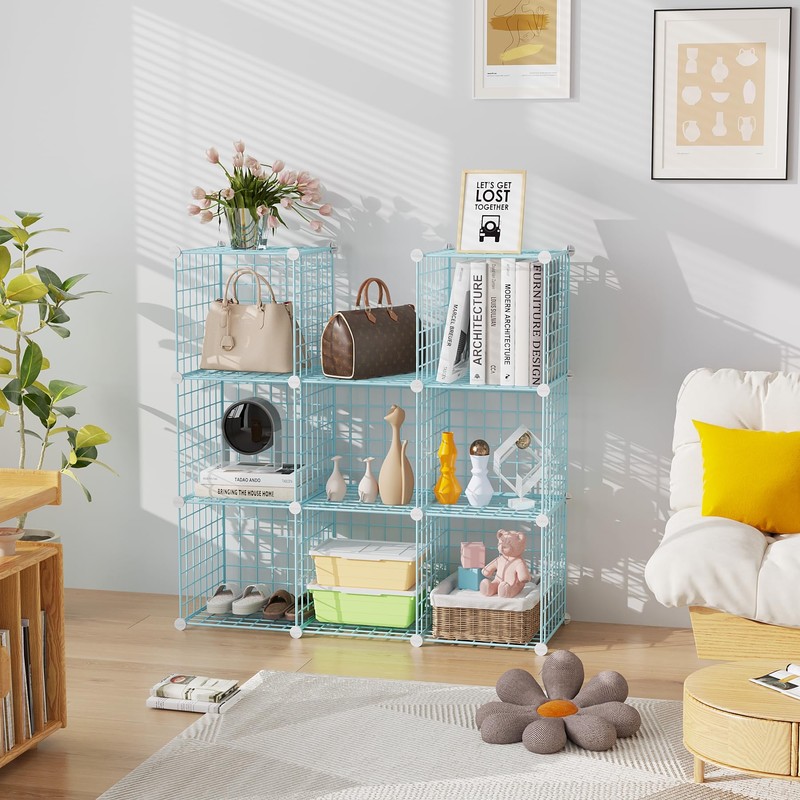 C&AHOME Wire Cube Storage, 9 - Cube Organizer Metal C