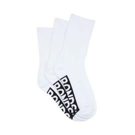 Bonds Women's Logo Cushioned Crew Socks, White (3 Pack), 8-11