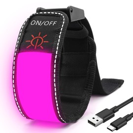 LED Armband for Running, Rechargeable Running Lights for Runners, 1 Pack Glow in The Dark LED Wristband for Sports Events, Reflective Gear Light Up Armbands for Night Safety (Pink)