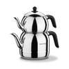 Korkmaz 18/10 Ci/Ni Stainless Steel Retro Teapot Set, Black Handles,