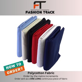 FT Fashion Track 94 Inches/238cm Wide Polycotton Fabric by The Metre UK Dress Fabric Material for Sheeting, Sewing, Dressmaking, Arts and Craft (White, 3 Metre - Precut)