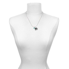 Delight Jewelry Silvertone Mini Two Sided Teal Heart Script Class of 2025 Dome Charm Necklace, 18"