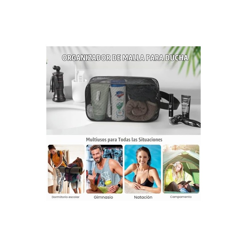 Bolsa de malla portátil para artículos de aseo personal, para
