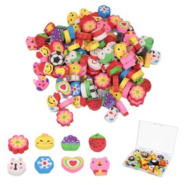 Pack of 50 Erasers Children's Set, Funny Animal Shaped Erasers for Christmas, School Supplies and Party Bags, Colourful Erasers for Children, Perfect as Party Gift and Classroom Rewards