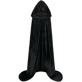 Sarfel Black Cloak with Hood Women Witch Costume for Women Hooded Cloak Cape Velvet Cloak Witch Cloak Wizard Robe Vampire Cloak