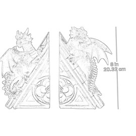 Bellaa 21503 Golden Dragon Bookends Vintage Fierce Gothic Medieval Castle Statues Sculpture Monster Book Ends Support Shelf Home Decor 8 inch