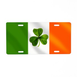 CafePress Irish Shamrock Flag Aluminum License Plate, Front License Plate, Vanity Tag