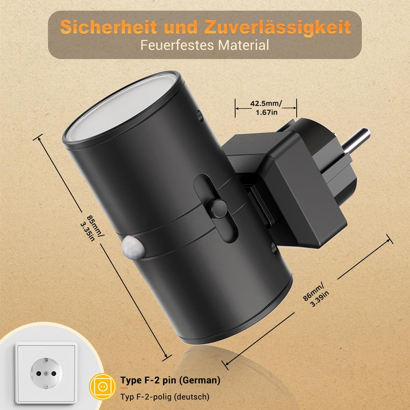 JandCase Night Light Socket, Night Light with Motion Sensor, Night