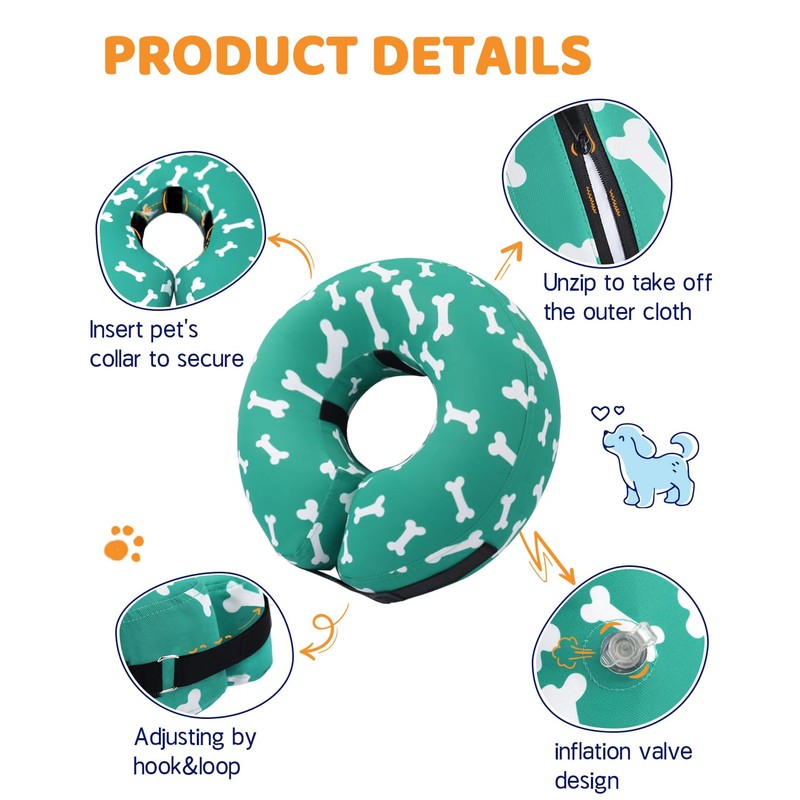 Supet Inflatable Dog Cone Collar Alternative After Surgery, Dog Neck