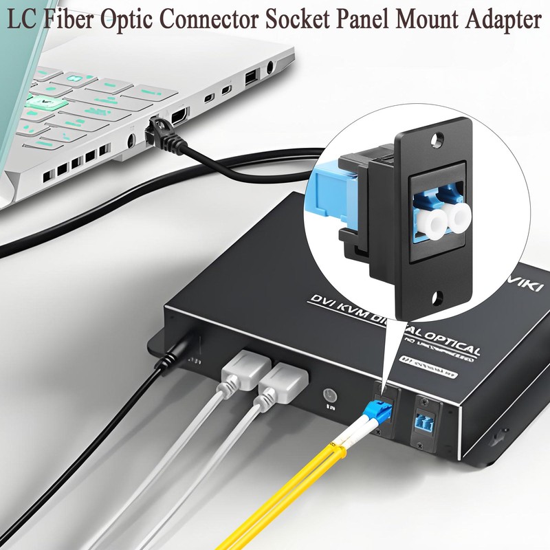 QIANRENON LC Fiber Optic Rectangular Panel Mounting Network Adapter Duplex