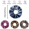 4 x Leopard Print Velvet Hair Scrunchies Yellow Leopard White
