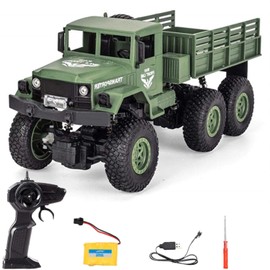 WEECOC RC Car Off-Road Military Truck Toy, 6-Wheel Remote Control Car, Simulation Car Model, 4-Wheel Drive, Independent Shock Absorber, Educational Toy, Popular, Gift, Green