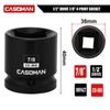 CASOMAN 1/2-Inch Drive 7/8-Inch Square Impact Socket, 4-Point, SAE, CR-MO