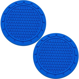 MEAJOO 2PCS Car Cup Holder Coaster, Non-Slip Cup Holders Embedded in Ornaments Coaster, 2.75 Inch Universal Recessed Car Interior Accessories (Blue)