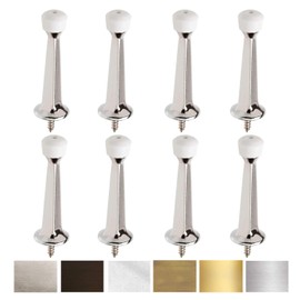 Liberty Premium Door Stoppers Metal Solid Rigid Door Stop Brushed 3" (Chrome, 8 Pack)