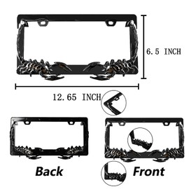 UpAuto 2PCS Car License Plate Frame American Standard License Plate Holder, Car License Plate Covers with Screws & Tools (Black-Scorpion, 12.65 * 6.5 * 3.85)