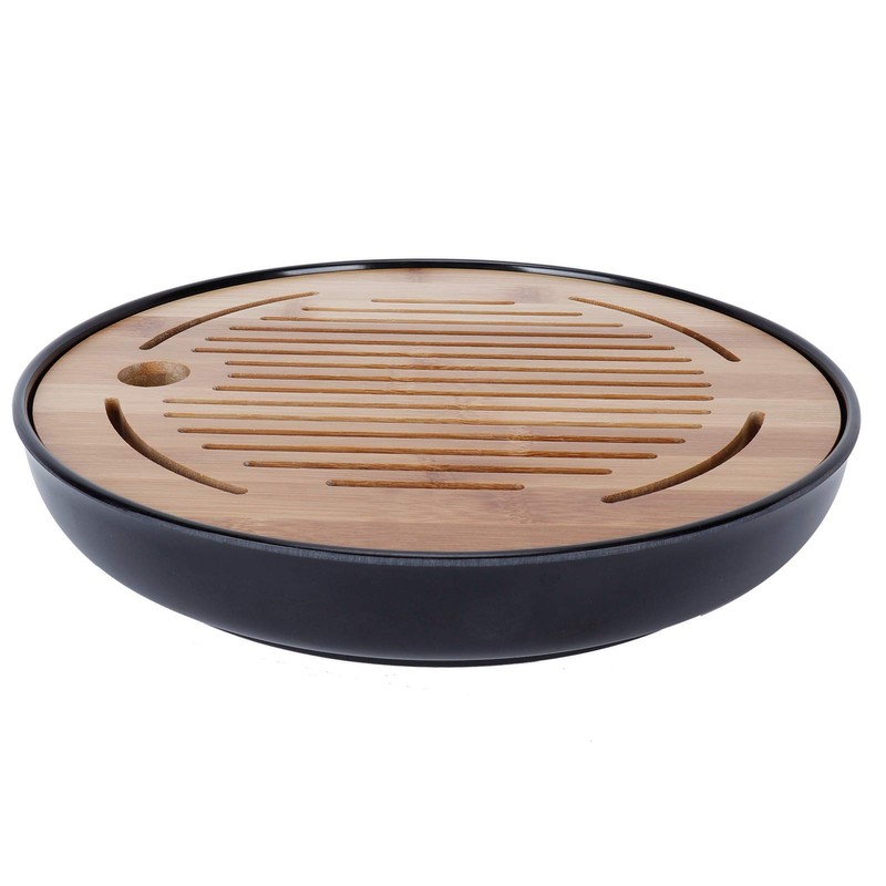 Bamboo Tea Tray, Portable Round Dry Tea Tray, Multifunctional Tea