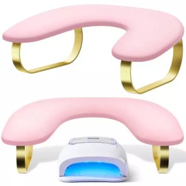 네일 팔걸이 테크용 10° 경사 PU 가죽 U자형 손걸이 매니큐어 핑크 Nail Tech Rest 10° Tilted PU Leather U-Shaped Hand Rest for Manicure Pink