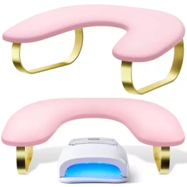 네일 팔걸이 테크용 10° 경사 PU 가죽 U자형 손걸이 매니큐어 핑크 Nail Tech Rest 10° Tilted PU Leather U-Shaped Hand Rest for Manicure Pink