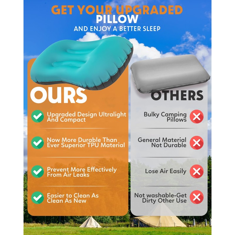 Olutula 2Pack Inflatable Camping Pillows, Camping Pillow for Neck and
