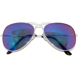 Stylish Fashion Classic Aviator Sunglasses Mirrored Blue-Green Lens Metal Frame