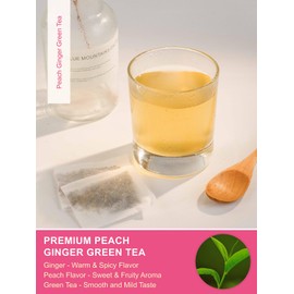 TeeLux Peach Ginger Green Tea, Brisk Green Tea with Spicy Ginger & Aromatic Natural Peach Flavor, Low Caffeine, 100 Count