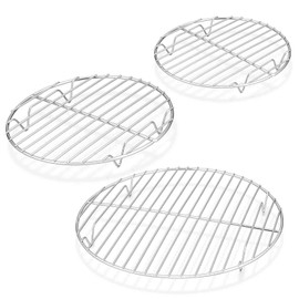TeamFar Round Cooling Rack Set of 3, 7½ & 9 & 10½ Inch, Stainless Steel Round Baking Steaming Rack Set, Fit for Oven/Pot/Air fryer, Healthy & Dishwasher Safe, Mirror Finish & Smooth Edge