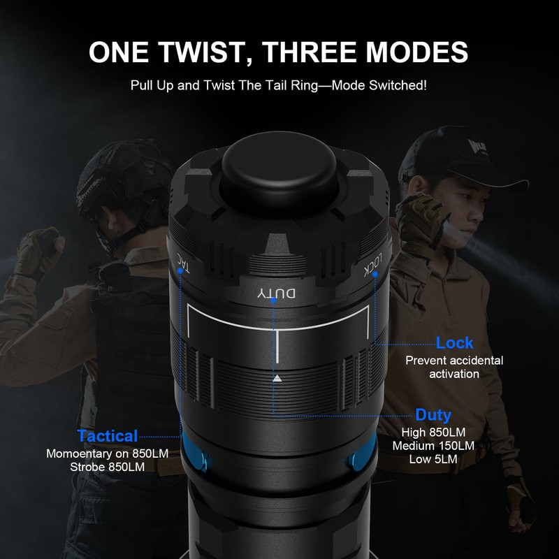 WUBEN T4 Tactical Flashlight Ring for EDC, Finger Release Ring