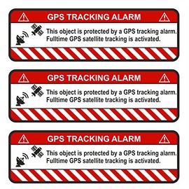 Finest-Folia 3 x GPS Sticker Bicycle Motorcycle Car Alarm Warning Anti-Theft Sticker Tracker Secured R057 (White, Object)