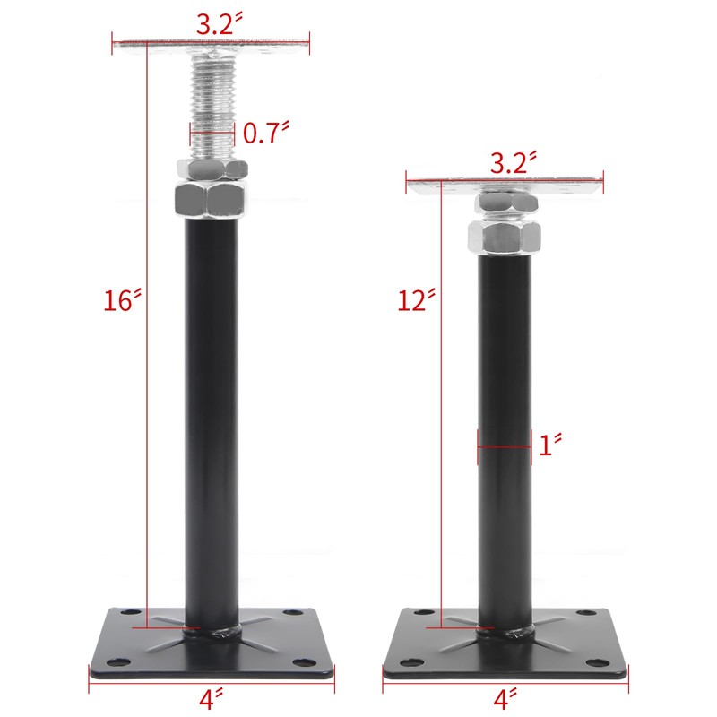 4 Pack Adjustable Floor Jacks, 12"-16" House Jack Posts, Floor