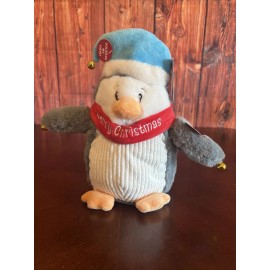 Cuddle Barn Christmas Penguin Stuffed Plush Jingle Bells Animated Stain Feet