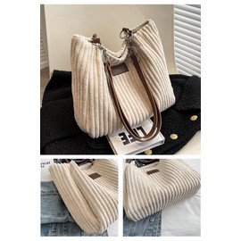 Ulisty Women's Corduroy Tote Bag, Casual Shopper Shoulder Bag, Fashion Shoulder Bag, Daily Shopping Bag, Cord Bag, gray