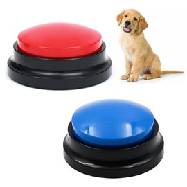 Buzzer with Recording Function, Dog Buttons, Buzzer with Recording Function, Dog Button, Buzzer with Sound, Buzzers Recording Buttons, Pack of 2 Dog Buttons for Communication for Dog Interaction