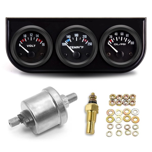 BREADEEP 52mm 3 in 1 Car Auto Gauge Kit (Volt