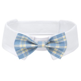 Segarty Dog Bow Tie, Adjustable Blue Plaid Bowtie Collar for Dogs, Large Dog Neck Tie Tuxedo Comfortable Cotton Boy Pets Grooming Accessories for Formal Wedding Holiday Birthday Gift Party