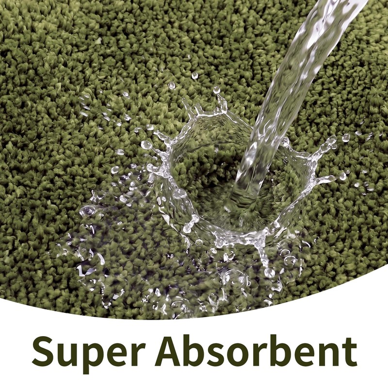 Moss Green Bathroom Rug, Absorbent Non Slip Microfiber Bath Mat