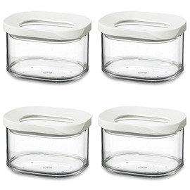 Mepal Modula Storage Container, 4-Piece Set, Storage Boxes with Lid, Kitchen Organiser & Storage Boxes, Stackable & Airtight, 4 x 175 ml, Colour: White