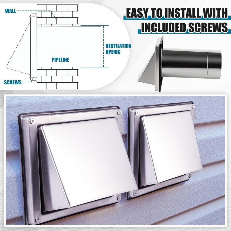 Gisafai 4" Dryer Vent Cover Outside with Stainless Steel Guard
