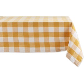 DII Buffalo Check Collection, Classic Farmhouse Tablecloth, Tablecloth, 52x52, Honey Gold