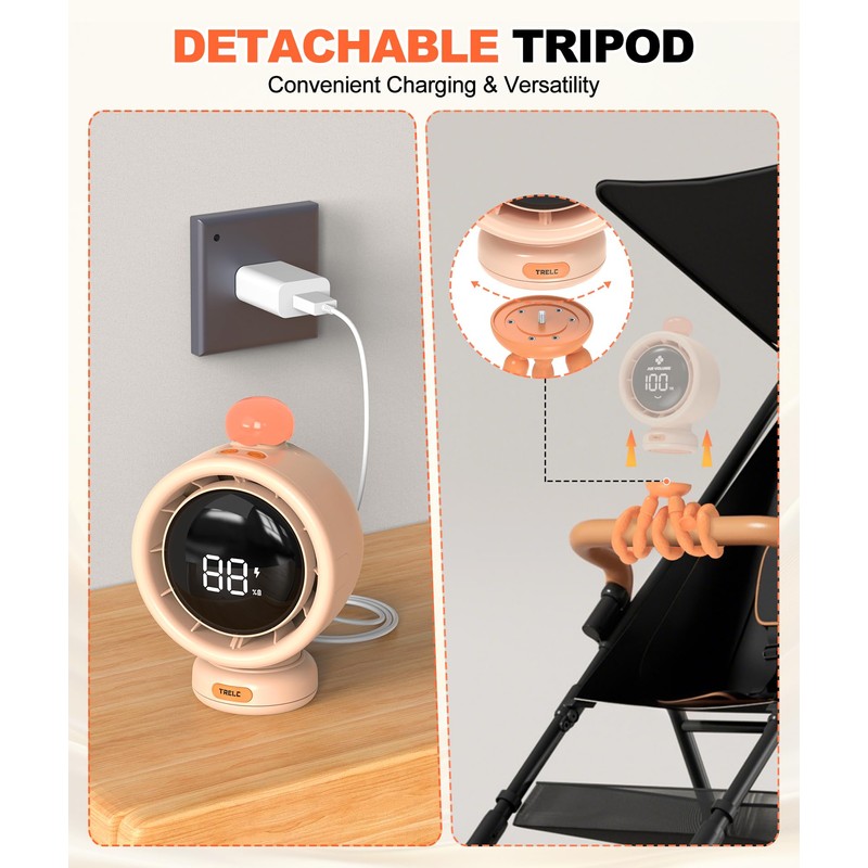 Baby Stroller Fan Large, Oscillating Turbo Portable Desk Fan Ultra