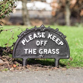 Prodbuy Vintage Cast Iron Please Keep Off The Grass Garden Sign