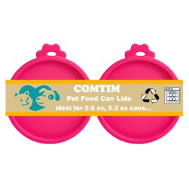 Comtim Cat Food Can Covers Lids for 5.5 oz Cans, 2 Pack Silicone Cat Food Can Lids for 5.5 oz 5.3 oz Cans...Pet Food Can Covers Reusable Can Toppers Savers for Wet Food (Hot Pink)