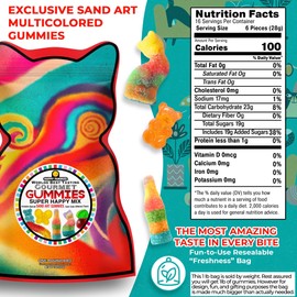 Happy Yummmies Sand Art Gummy Mix, Multi Flavor Bears, Worms, Candy Snacks, Gourmet Candies, with fun Resealable Bag – 1lb
