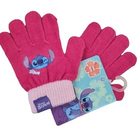 Winter Gloves for Children, Pack of 2, Winter, Unisex, One Size (Stitch Coral)