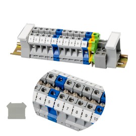 SRJQXH DIN Rail / 10N / 10 mm² Rail Connection Block Kit with 20 cm Rail and Terminal Block Accessories, Feed-Through Terminal Kit with for Production Automation, Circuit Conversion