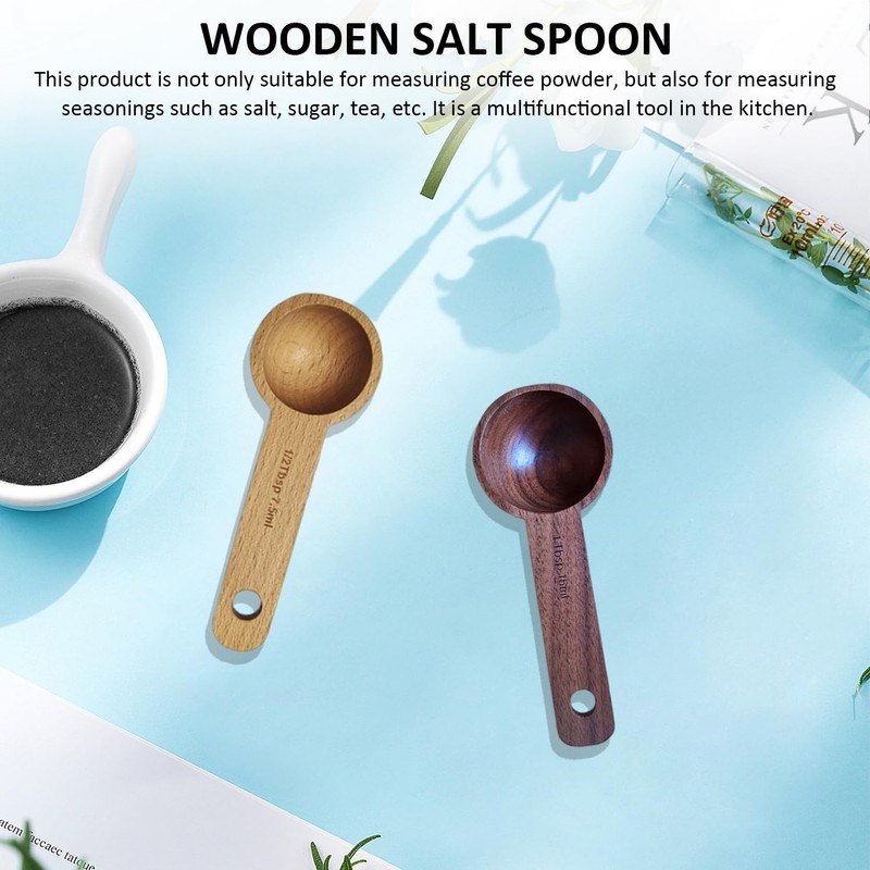 2 Coffee Measuring Spoons, Wooden Coffee Spoons, Wooden Salt Spoons,