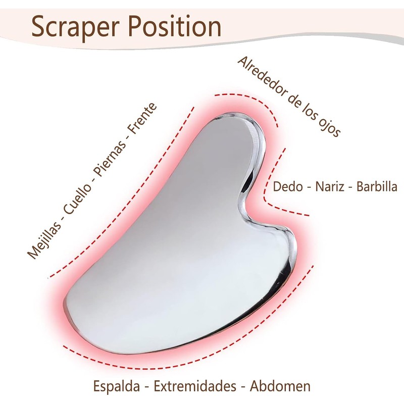 Gua Sha Herramienta de Masaje de Acero Inoxidable Guasha