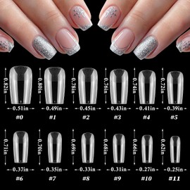 LoveOurHome 600pc Square Gel x Nail Tips Medium Fake Nail Clear False Nail Tips Square Full Cover Artificial Fingernails Soft Gel X Nail Art Tips for Acrylic Nails Gel X Extension Press Nail Making