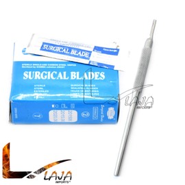 100 Scalpel STERILE Blades #10 with Free Round Scalpel Handle #3 (LAJA IMPORTS Brand)